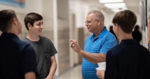 Paul Blackwell Speaking Students Hallway